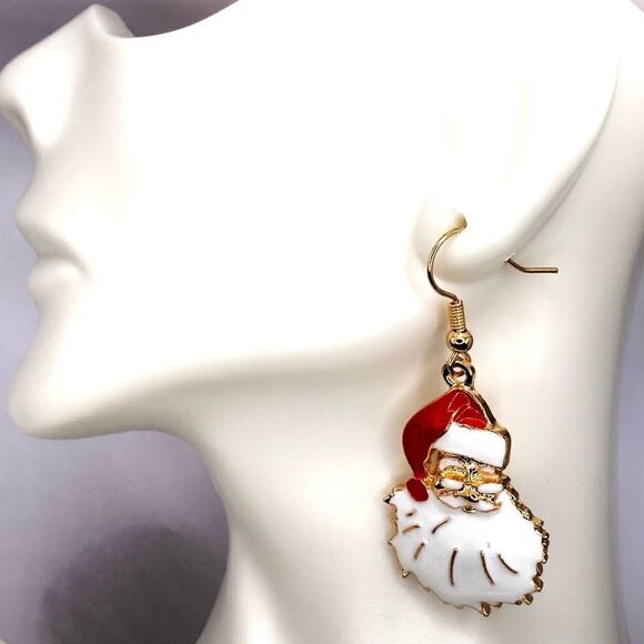 Gold Christmas themed Santa earring - Picture 3 of 4